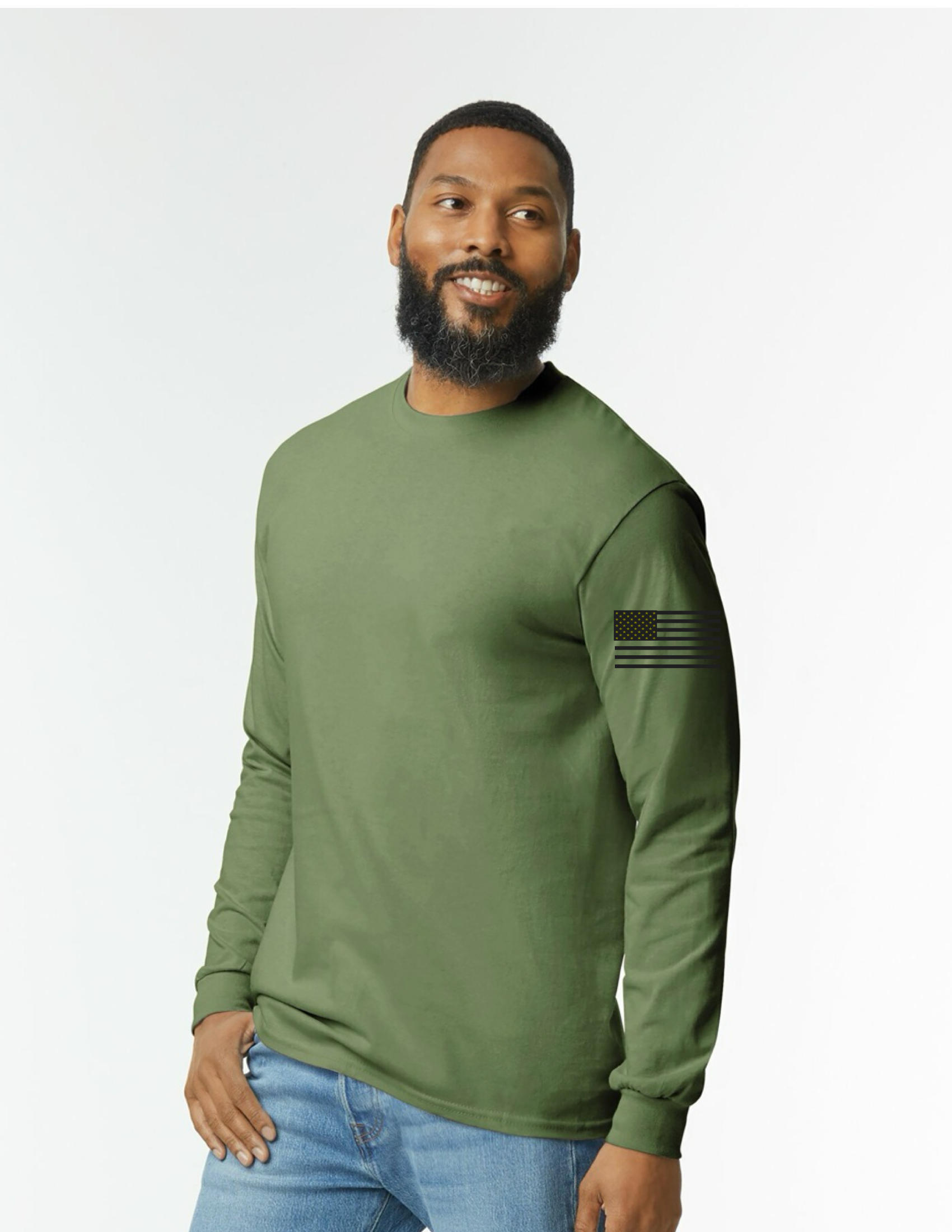 BOMB SQUAD Long Sleeve L/S (Military Green Top - Black Logo) - Image 3