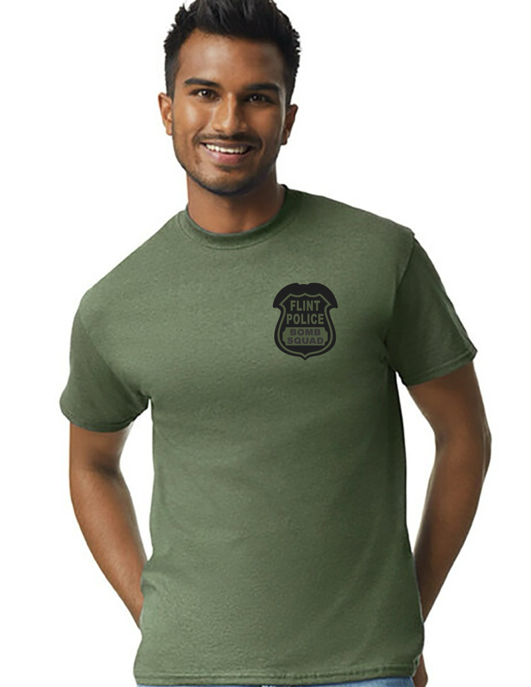 BOMB SQUAD Short Sleeve S/S (Military Green Top - Black Logo)